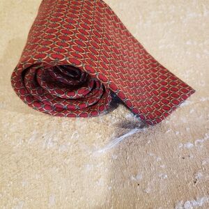 Burberry Red and Gold Geometric Tie